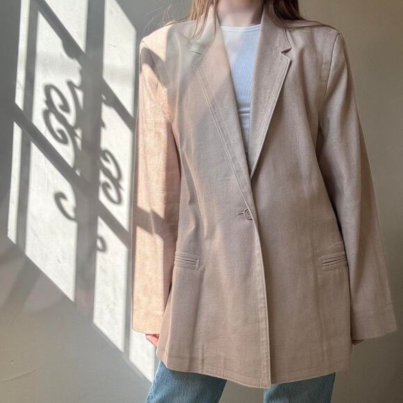 Alicia Tan Linen Oversized Blazer 18 Preppy Workwear Office Chic Oversized - Picture 1 of 7